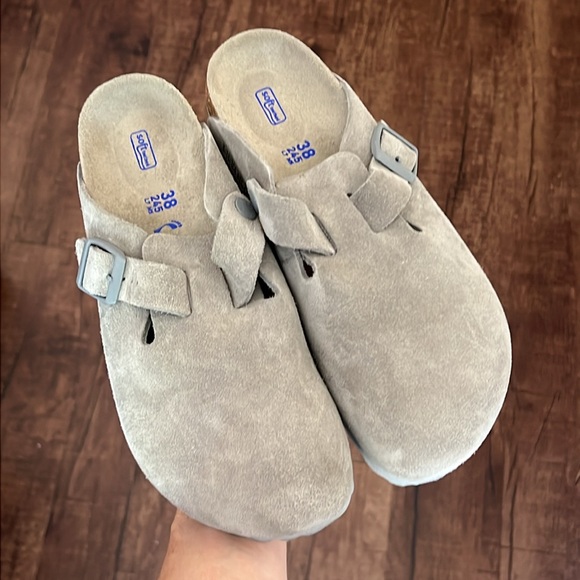 Birkenstock Shoes - Worn 1x Birkenstock boston soft footbed clogs slip on mules stone coin gray grey